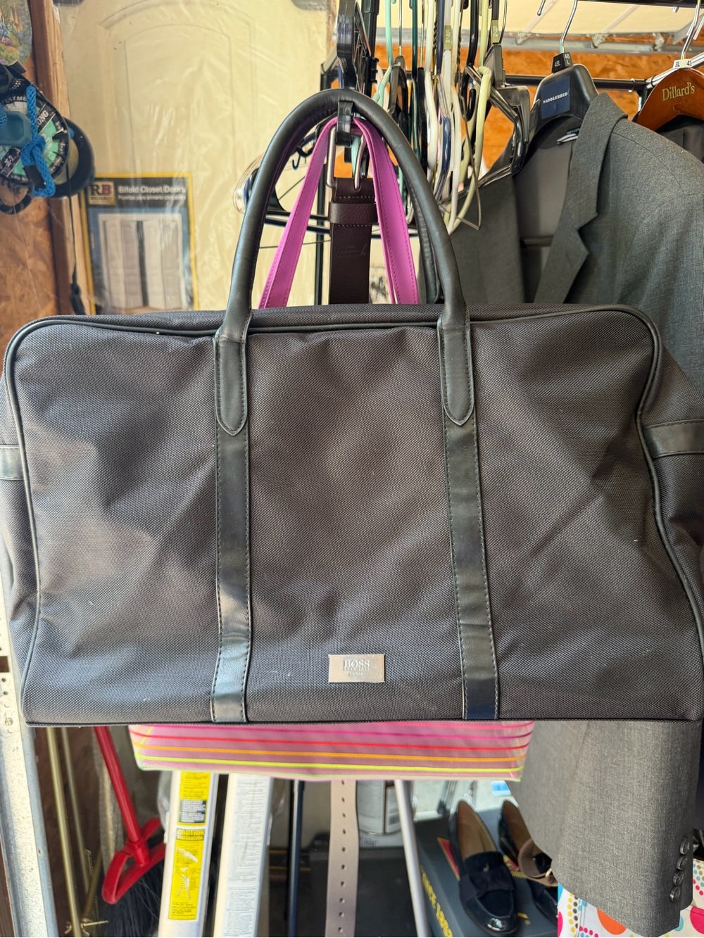 BOSS Black Duffel with Pink Interior Accents